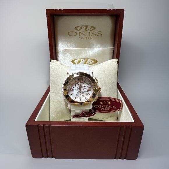 NEW Oniss Paris White MOP Dial White Ceramic Watch main image 4